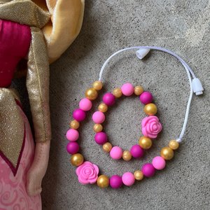 Jewelry {BRIAR ROSE} Set - Kids Play Necklace & Bracelet, Silicone Pearl, Girl Jewelry, Princess Dress Up, Stocking, Birthday Gift