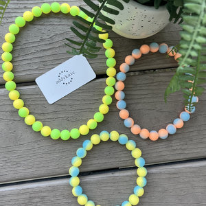 Designer Dog Necklace {GLOWdogGLOW} - Stretch Collar, GLOW in the DARK Silicone Beads, PUPPY Jewels, Doggy Accessory, Pup Party Birthday