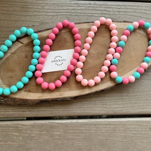Designer Dog Necklace {PINK-A-BLUE} - Elastic Stretch Jewelry, Silicone Beads, Doggy Collar, New Puppy, Photo Prop, Accessory, Pet Present