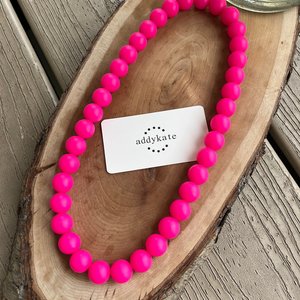 Designer Dog Necklace {HOTPINK} - New Puppy, Elastic Stretch Jewelry, Silicone Beads, Doggy Collar, Accessory Gift, Birthday