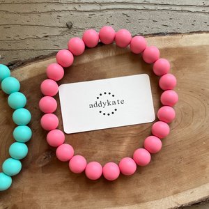 Designer Dog Necklace {PINK-A-BLUE} - Elastic Stretch Jewelry, Silicone Beads, Doggy Collar, New Puppy, Photo Prop, Accessory, Pet Present
