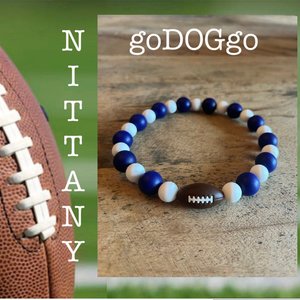 Dog Necklace College Team Spirit Football - Stretch Collar, Silicone Beads, Fan Wear, Game Day Pup, GOBIG10, goDOGgo Costume Jewelry