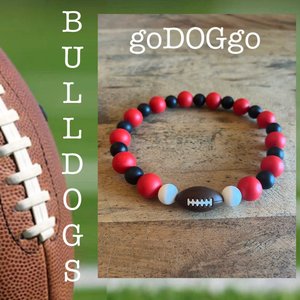 Dog Necklace College Team Spirit Football - Stretch Collar, Silicone Beads, Fan Wear, Game Day Pup, GOBIG10, goDOGgo Costume Jewelry