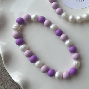 Designer Dog Necklace {LAVENDER} - Stretch Dainty Silicone Beads, Teacup Pup, New PUPPY Jewels, Pearls, Doggy Collar Accessory, Gift