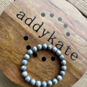 Designer Dog Necklace {METALHEAD} Puppy Present, Elastic Stretch Jewelry, Silver Toned Silicone Beads, Doggy Collar, Gift, Valentine