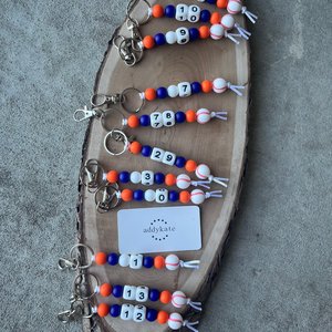 Keychain, Custom Design Team Colors, Player Number Beads, Zipper Pull, Sports Charm, Fan Wear, Swag Bag, Personalized Gift