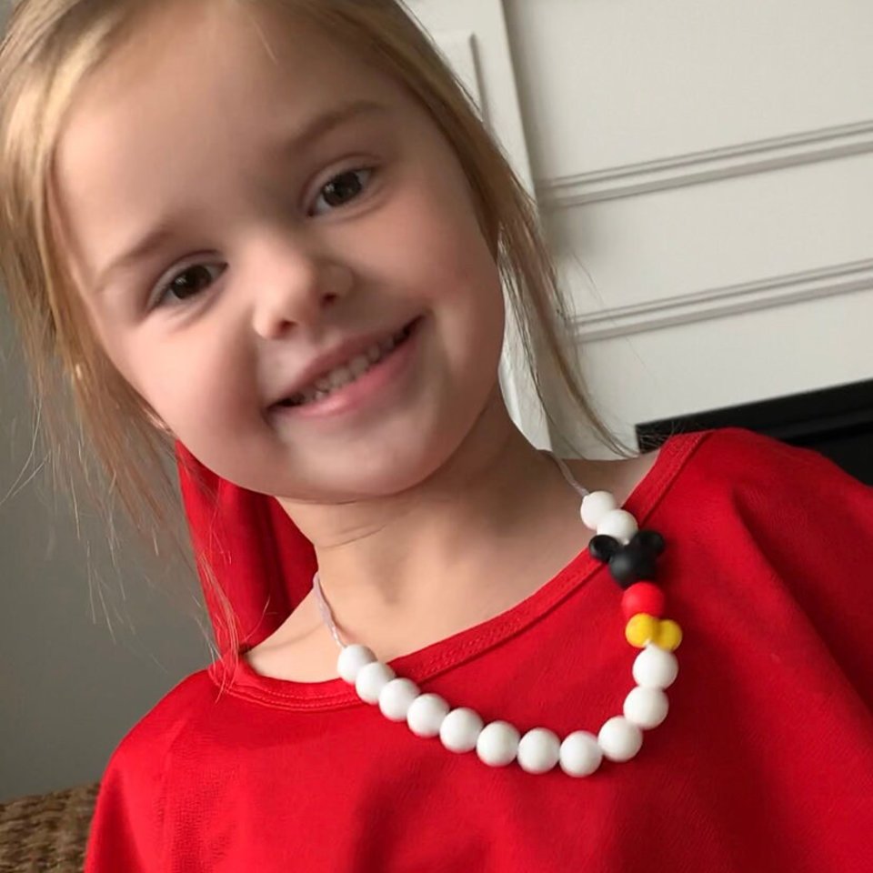 Play Necklace {RED Mouse Ears} - Silicone Pearl Beads, Girl Jewelry, Toddler Necklace, Kid Fidget, Sensory, Girl Gift, Travel, Vacation