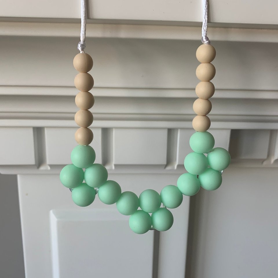 MINT mod Kids’ Necklace - Sensory Jewelry, Fidget Jewels, Silicone Beads, Girls Dress Up, Gift for Girl, Easter Basket Present