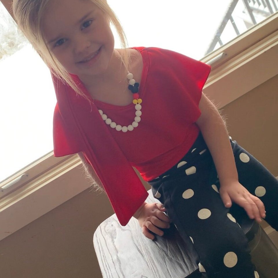 Play Necklace {RED Mouse Ears} - Silicone Pearl Beads, Girl Jewelry, Toddler Necklace, Kid Fidget, Sensory, Girl Gift, Travel, Vacation