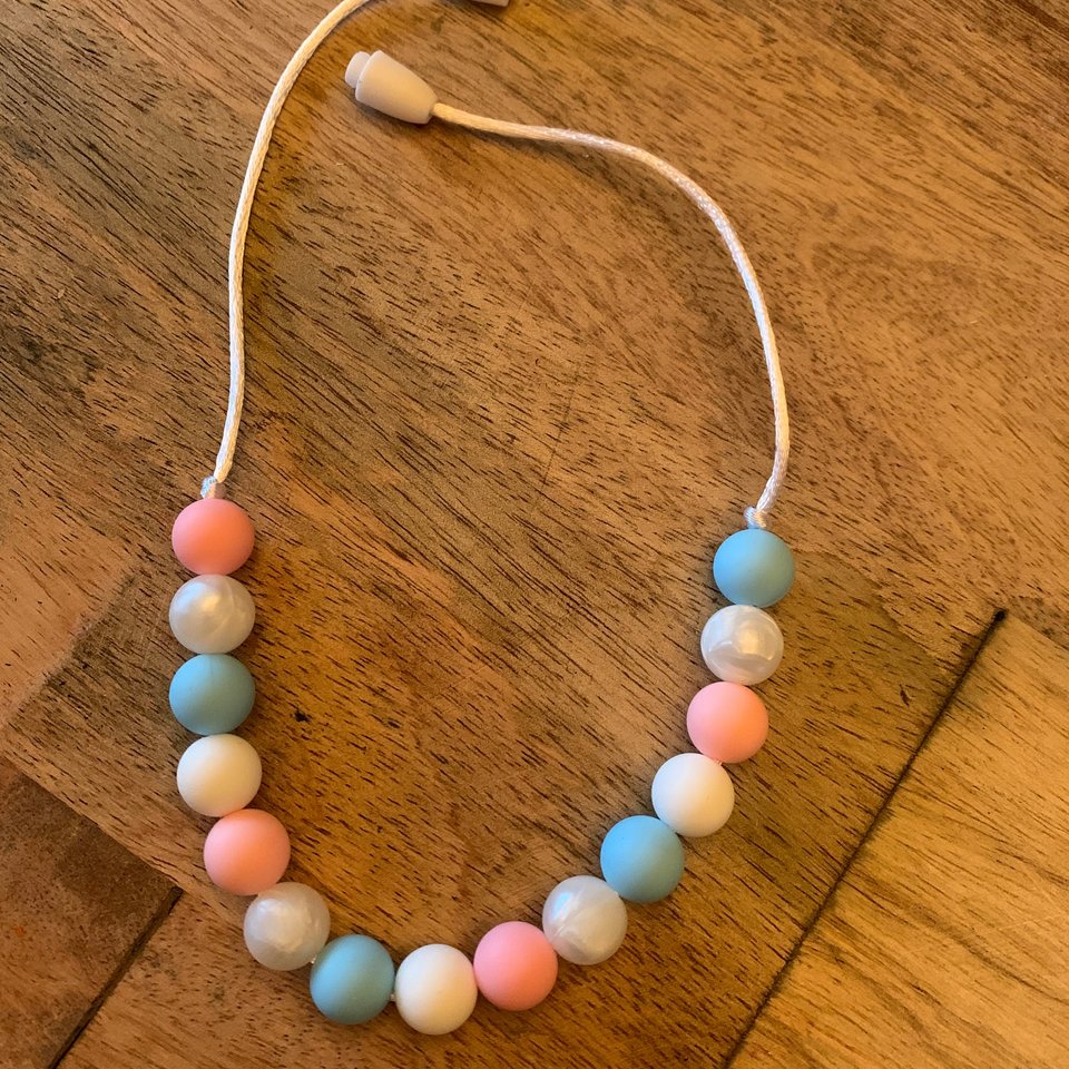 COTTON CANDY Kids’ Necklace - Sensory Jewelry, Fidget Jewels, Silicone Beads, Girls Dress Up, Girl Birthday Gift, Birthday Girl