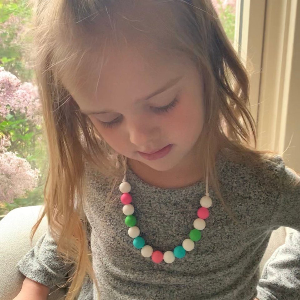 Bubble Gum Kids’ Necklace - Sensory Jewelry, Fidget Jewels, Silicone Beads, Girls Dress Up, Girl Birthday Gift, Easter Basket