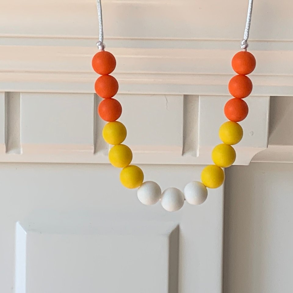 Kid Play Necklace HAPPY FALL - Girl Jewelry, Toddler Necklace, Halloween Party, Thanksgiving, Little Pumpkin