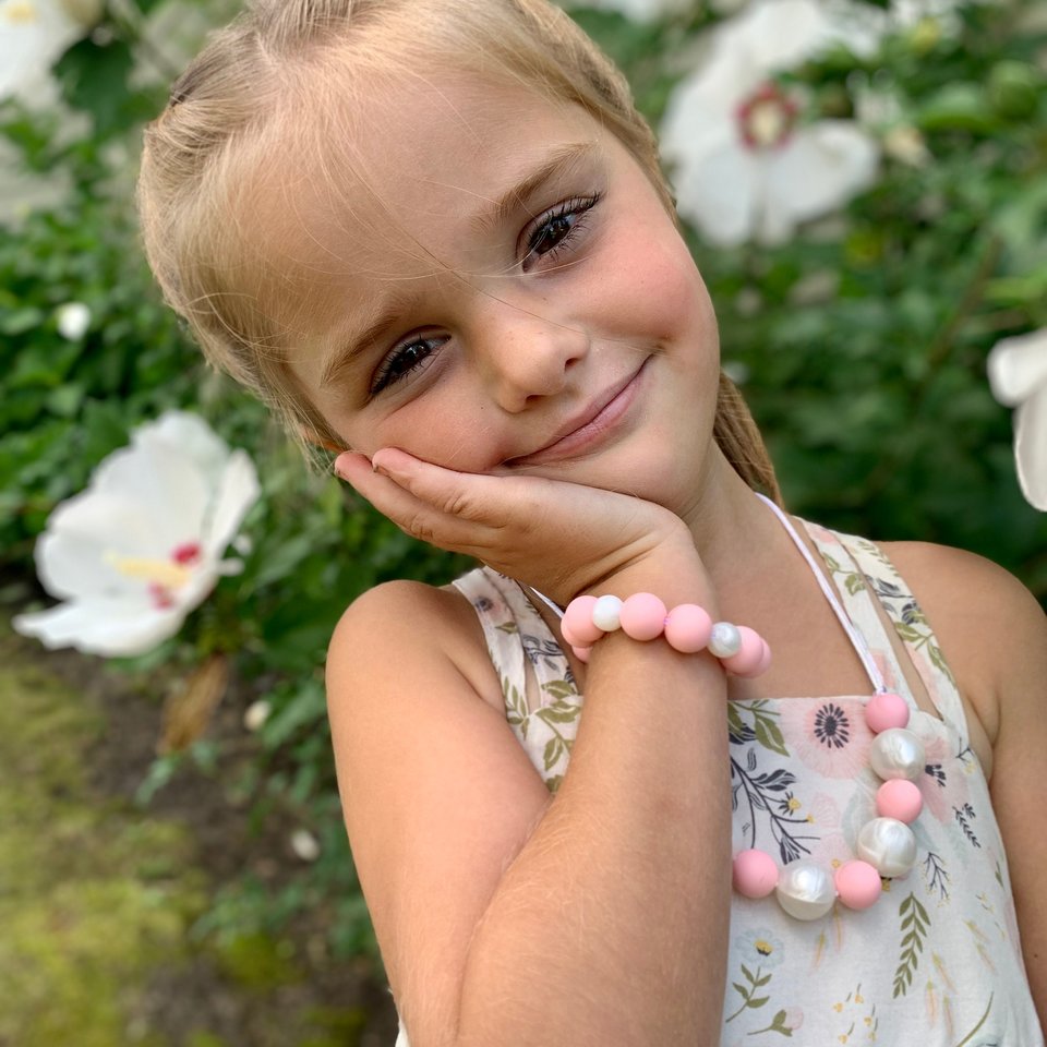 Play Jewelry Set PINKnPEARL - Silicone Pearl, Girl Jewelry, Toddler Necklace, Easter Basket Gift, Sensory Toy, Little Girl, Dress Up