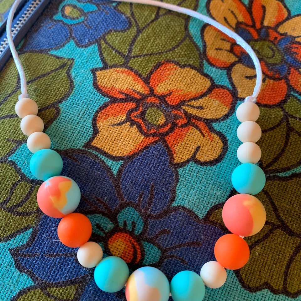 Play Necklace {TIE-DYE}, Sensory Jewelry, Girl Fidget Jewels, Silicone Beads, Girls Dress Up, Child Gift, Fidget Toy, Unique Gift, Photo