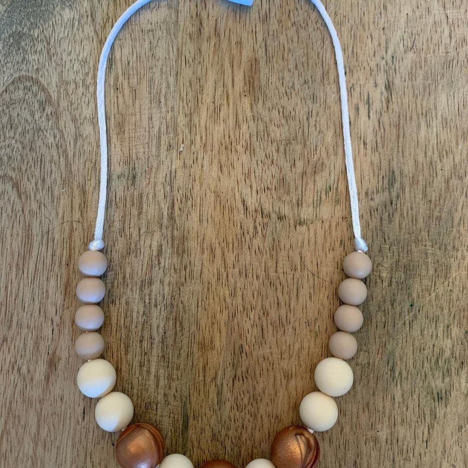 Necklace {BRONZE} for Kids, Sensory Jewelry, Girl Fidget Jewels, Silicone Beads, Girls Dress Up, Toddler Gift, Fidget Toy, Birthday
