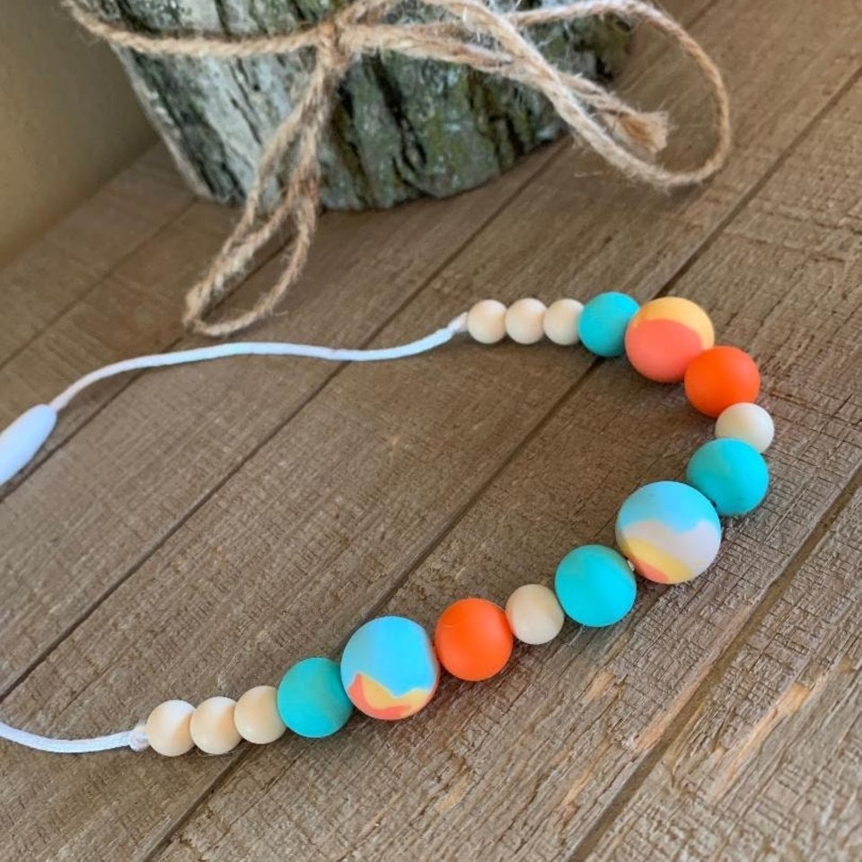 Play Necklace {TIE-DYE}, Sensory Jewelry, Girl Fidget Jewels, Silicone Beads, Girls Dress Up, Child Gift, Fidget Toy, Unique Gift, Photo