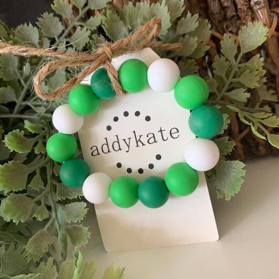 Stretch Bracelet {LUCKY} for Kids - Silicone Beads, Toddler Bracelet, Fidget Toy, Sensory, St. Patrick's Day Gift, Little Girl Patty's Day