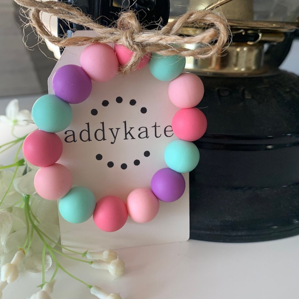Stretch Bracelet {PARTYTIME} for Kids - Silicone Beads, Toddler Bracelet, Fidget Toy, Sensory, Easter Basket Gift, Little Girl, Birthday