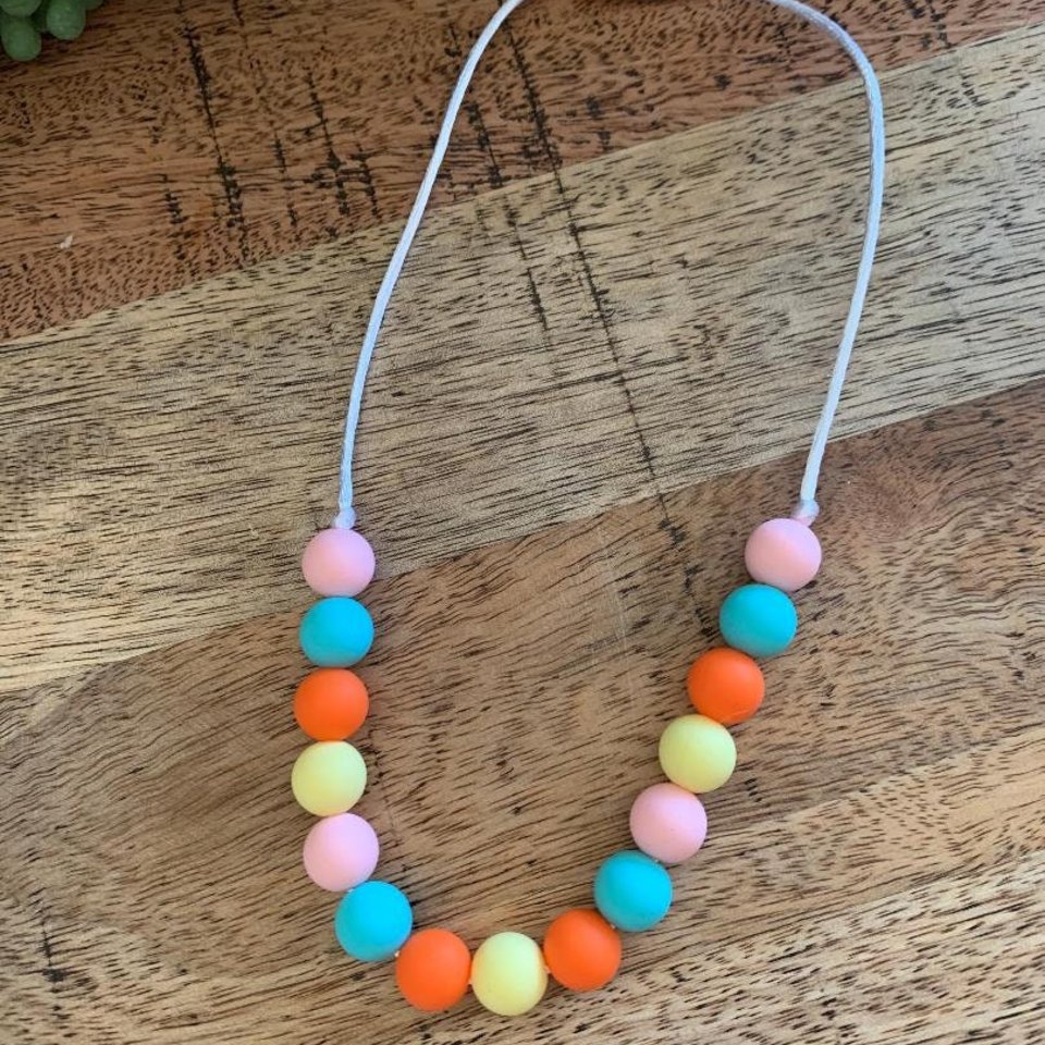 Play Necklace {PLAYTIME} - Silicone Colorful Beads, Girl Jewelry, Sensory Necklace, Dress Up, Pretend Play, Girl Gift, Fidget Jewels