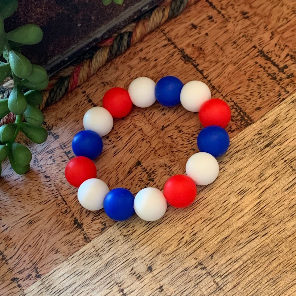 Kids’ Stretch Bracelet Red White & Blue - Independence Day USA, Girl Jewelry, Toddler Bracelet, Patriotic, Freedom, 4th of July Jewels