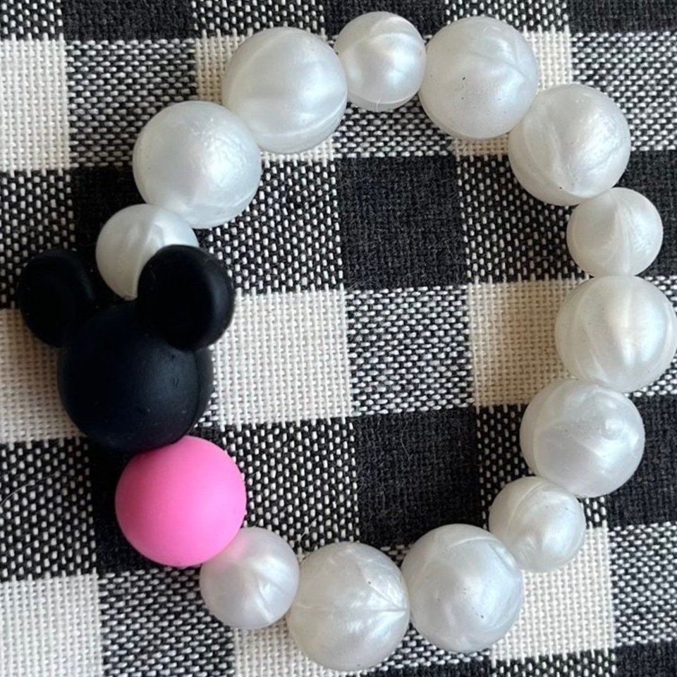 Stretch Bracelet PEARL MOUSE EARS Kids Play Bracelet, Silicone Bracelet, Little Girl Gift, Dress Up, Pretend Play, Photo Prop, Birthday Gift