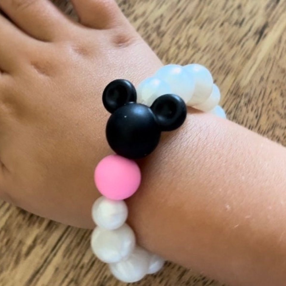 Stretch Bracelet PEARL MOUSE EARS Kids Play Bracelet, Silicone Bracelet, Little Girl Gift, Dress Up, Pretend Play, Photo Prop, Birthday Gift