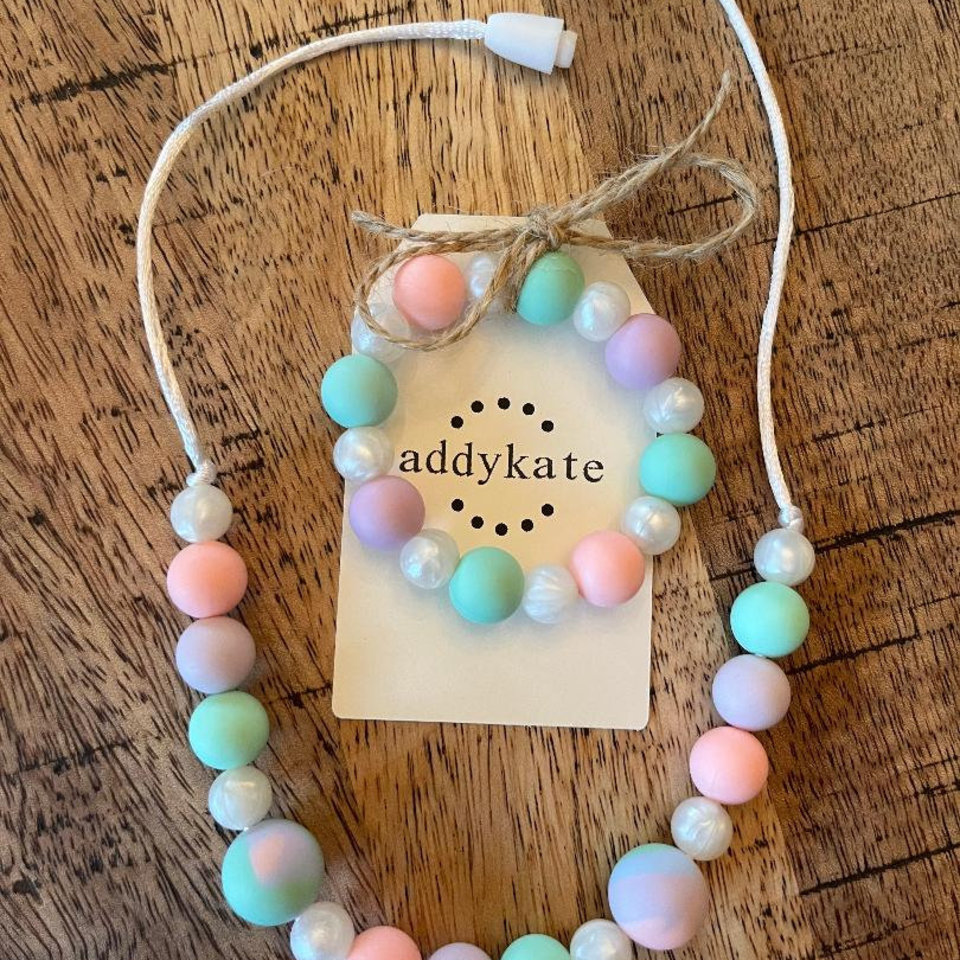 Play Jewelry Set {TEA TIME} - Toy Silicone Beads, Girl Jewelry, Toddler Necklace, Gift, Little Girl, Dress Up, Birthday Present