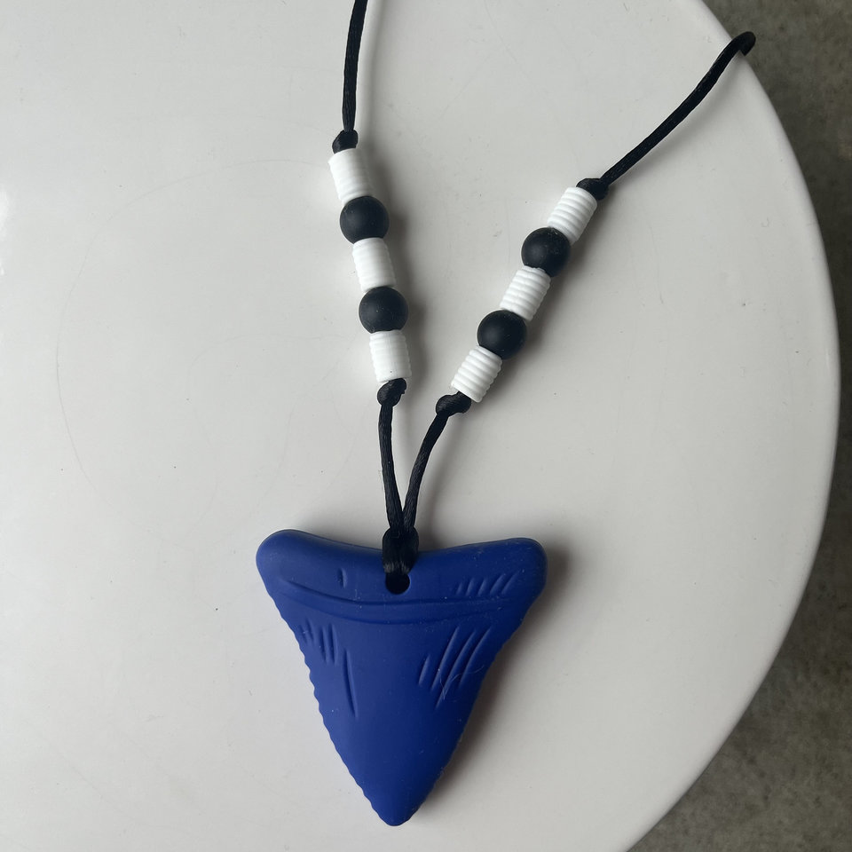 Shark Tooth Necklace BLUE - Play Breakaway Beads, Kids Fidget Toy, SharkTooth Silicone, Boy Gift, Birthday, Beach Jewelry, Accessory