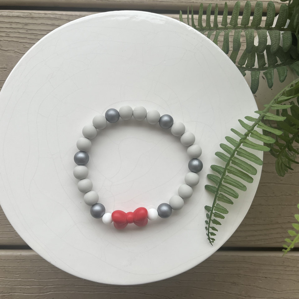 Designer Kitty Necklace {tuxedoBOW} - Stretch Collar, Silicone Beads, New Kitten Jewels, Cat Pearls, Pet Accessory, Rescue Shelter Gift