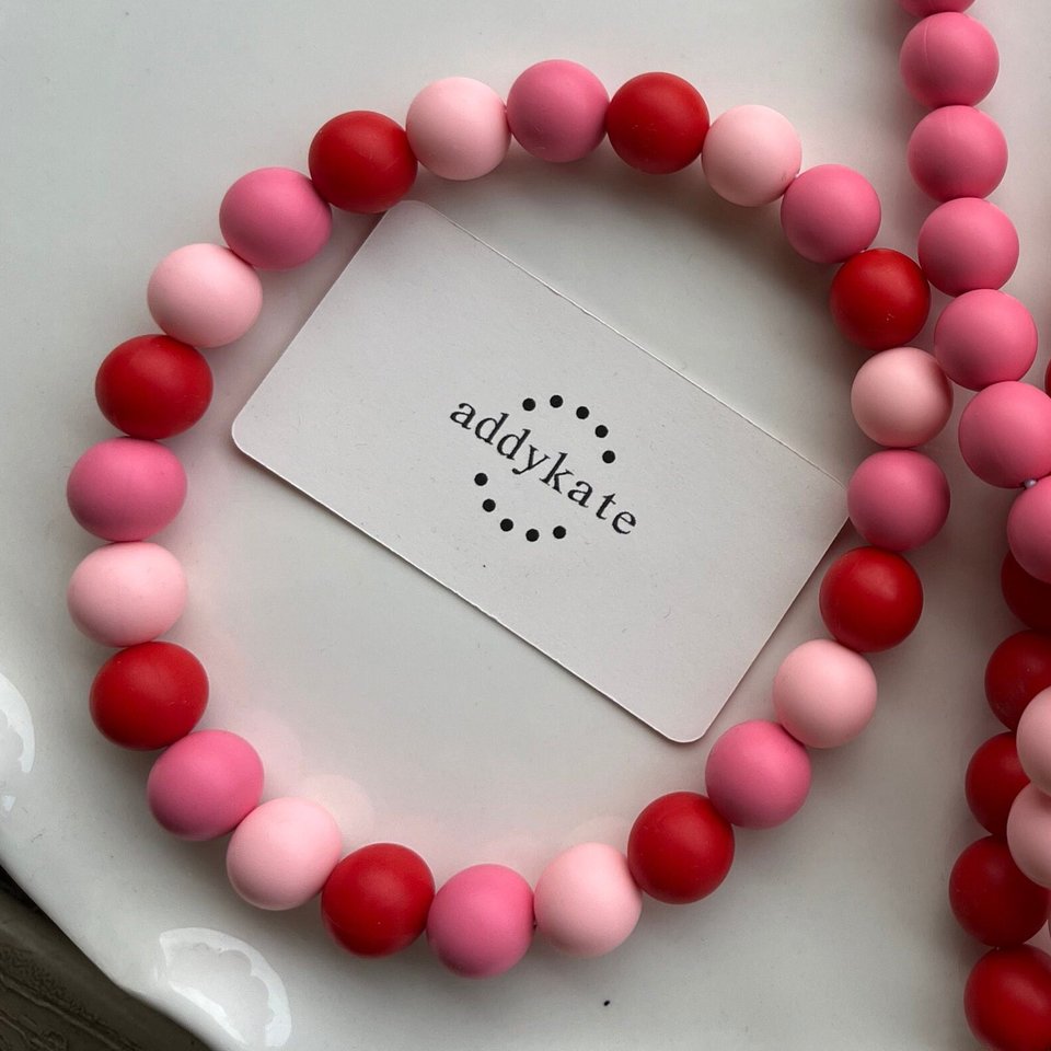 Designer Dog Necklace {PUPPYLOVE} - Elastic Stretch Jewelry, Silicone Beads, Doggy Collar Accessory, New Puppy, Photo Prop, Pet Present