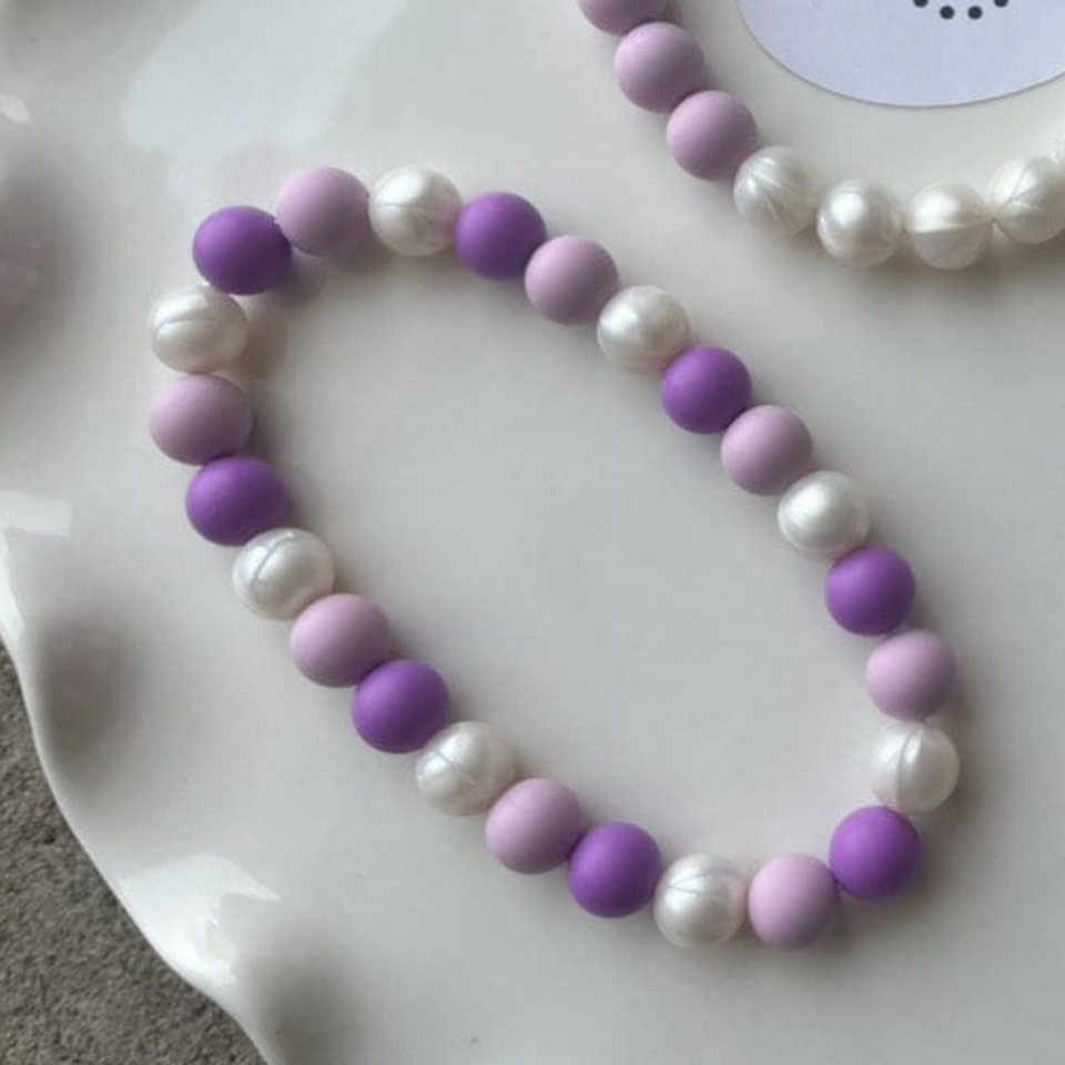 Designer Dog Necklace {LAVENDER} - Stretch Dainty Silicone Beads, Teacup Pup, New PUPPY Jewels, Pearls, Doggy Collar Accessory, Gift