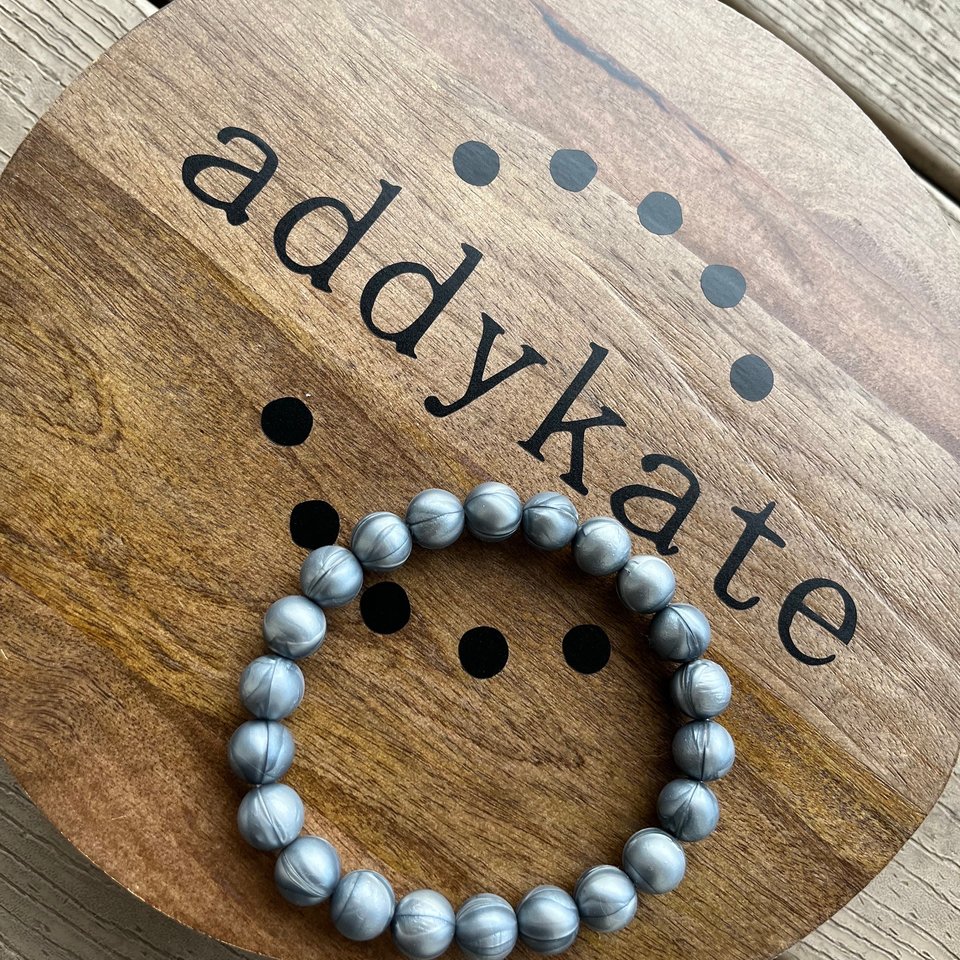 Designer Dog Necklace {METALHEAD} Puppy Present, Elastic Stretch Jewelry, Silver Toned Silicone Beads, Doggy Collar, Gift, Valentine
