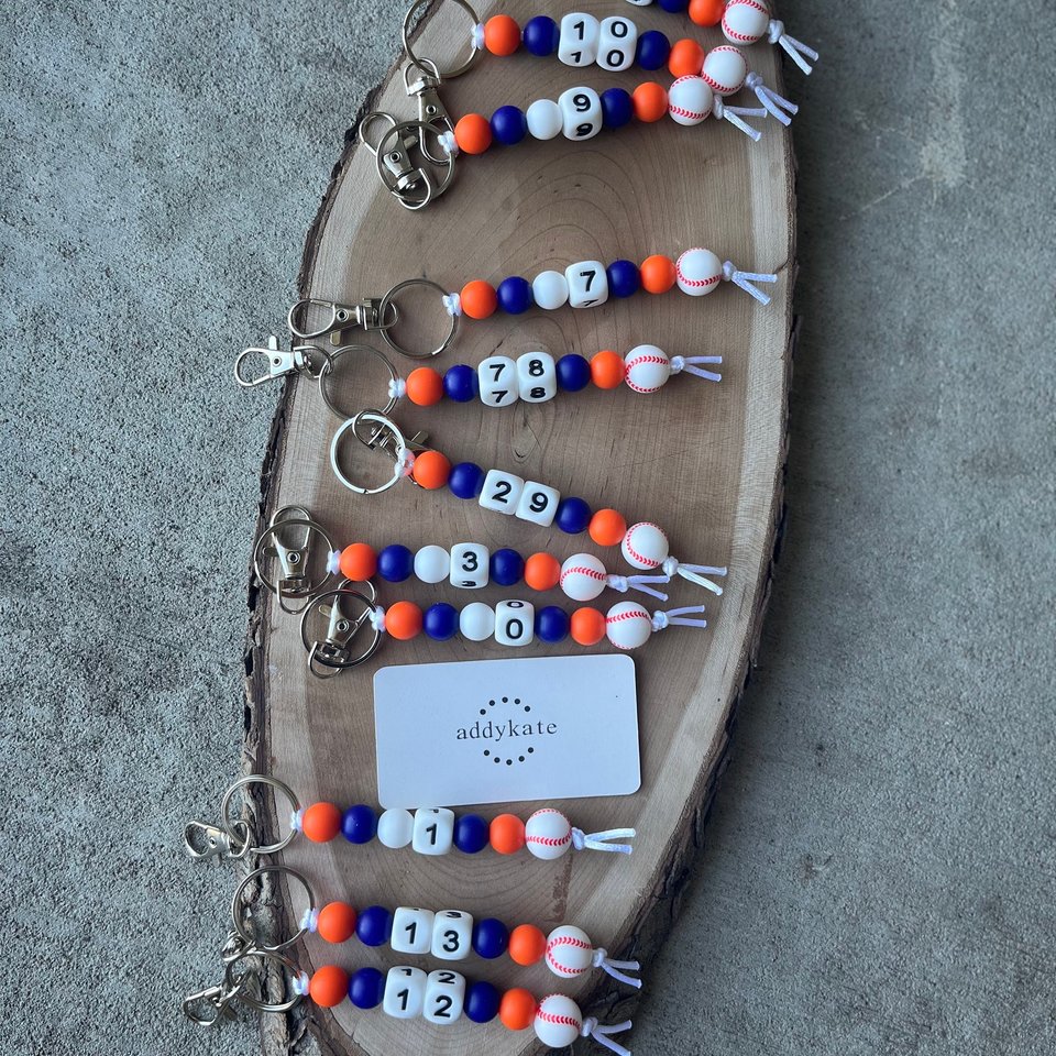 Keychain, Custom Design Team Colors, Player Number Beads, Zipper Pull, Sports Charm, Fan Wear, Swag Bag, Personalized Gift