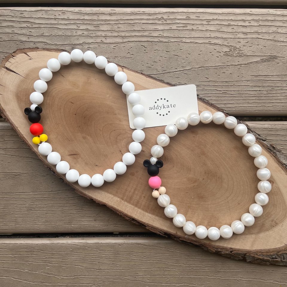 Designer Dog Necklace {MOUSE} - Elastic Stretch Jewelry, Silicone Beads, Doggy Collar, New Puppy, Photo Prop, Accessory, Pet Present