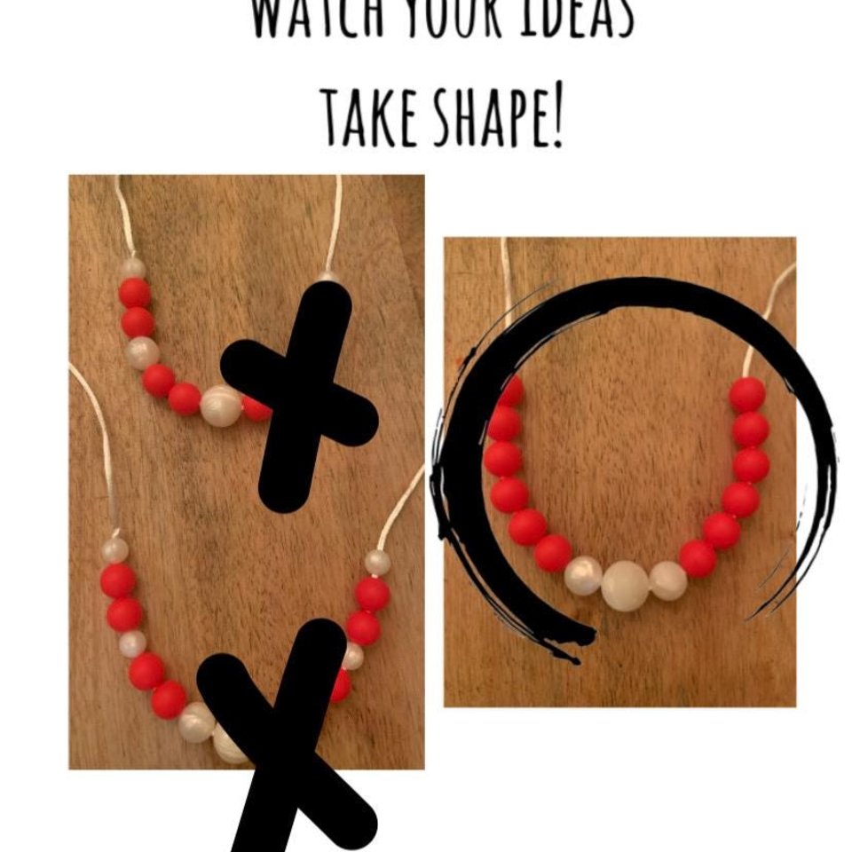 Play Jewelry {CUSTOM} Necklace + Stretch Bracelet Gift Set - Silicone Fidget Toy, Choose Colors, Design Your Own, Personalized Name