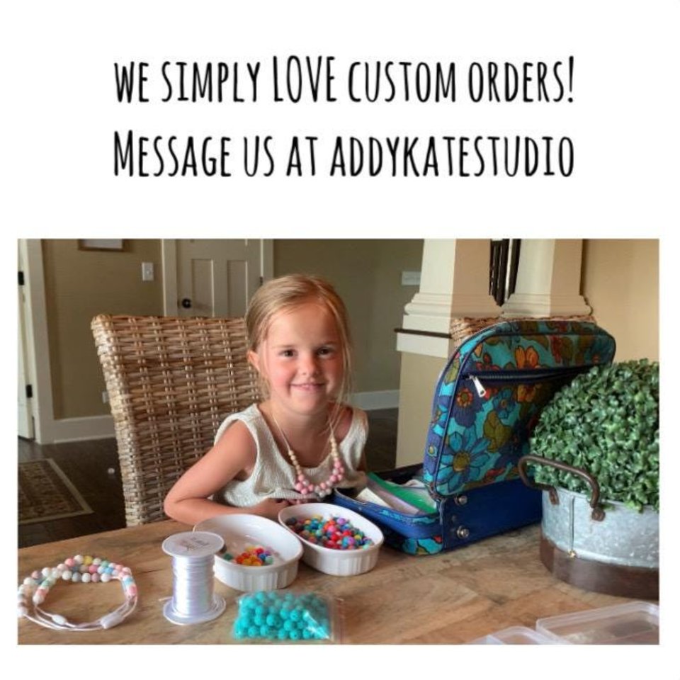Play Jewelry {CUSTOM} Necklace + Stretch Bracelet Gift Set - Silicone Fidget Toy, Choose Colors, Design Your Own, Personalized Name