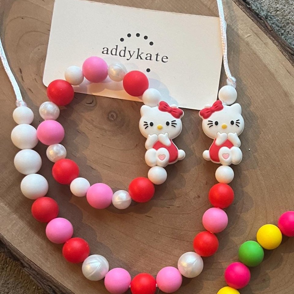 Play Jewelry {CUSTOM} Necklace + Stretch Bracelet Gift Set - Silicone Fidget Toy, Choose Colors, Design Your Own, Personalized Name