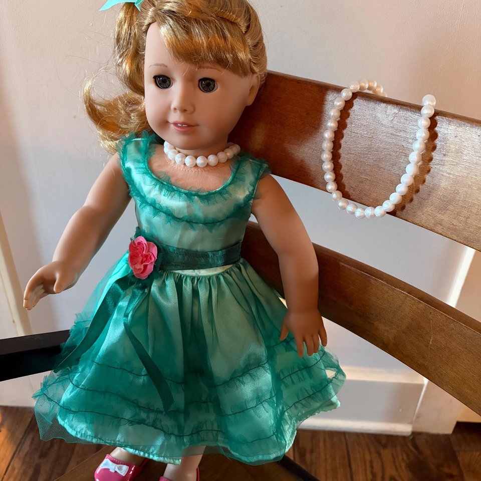 Dolly & Me Pearl Necklace Set - Silicone Bead, Sensory Jewels, breakaway clasp, fits 18" doll and younger children