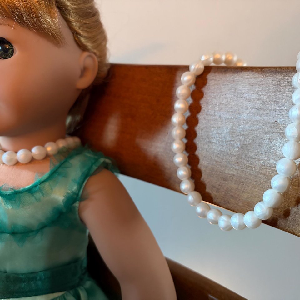 Dolly & Me Pearl Necklace Set - Silicone Bead, Sensory Jewels, breakaway clasp, fits 18" doll and younger children