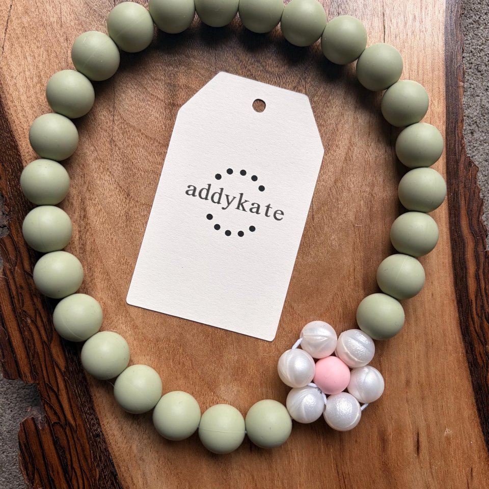 CUSTOM Dog Necklace {DAISY}: Silicone Bead Stretch Collar, U-Pick Colors