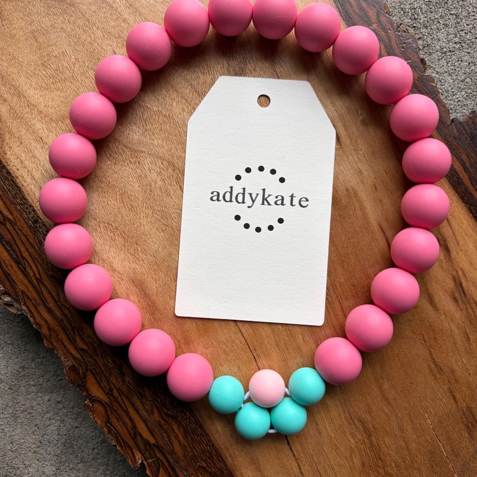 CUSTOM Dog Necklace {DAISY}: Silicone Bead Stretch Collar, U-Pick Colors