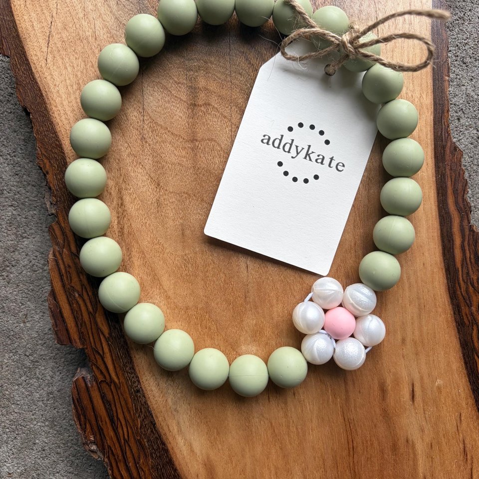 CUSTOM Dog Necklace {DAISY}: Silicone Bead Stretch Collar, U-Pick Colors