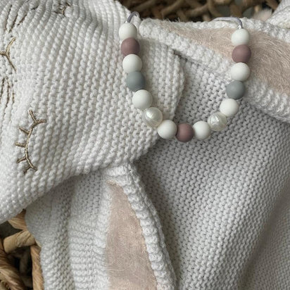 Play Necklace Mauve & Grey - Silicone Pearl Beads, Girl Jewelry, Sensory Necklace, Dress Up, Pretend Play, Girl Gift, Birthday Present