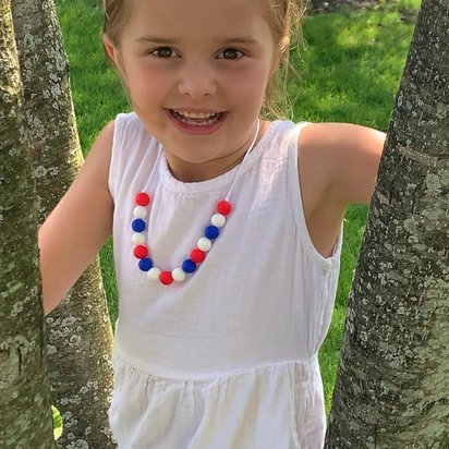Kids’ Necklace Red White & Blue - Independence Day USA, Girl Jewelry, Toddler Necklace, Patriotic Necklace, 4th of July Necklace