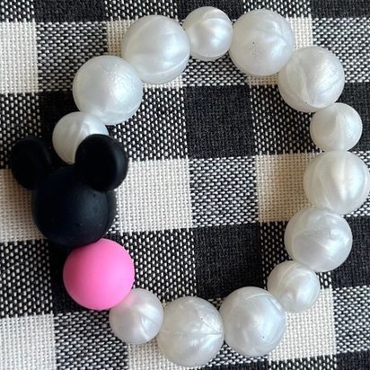 Stretch Bracelet PEARL MOUSE EARS Kids Play Bracelet, Silicone Bracelet, Little Girl Gift, Dress Up, Pretend Play, Photo Prop, Birthday Gift