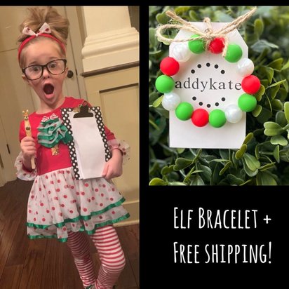 Stretch Bracelet {ELF} for Kids - Silicone Bead, Toddler Jewels, Fidget Toy, Sensory, Christmas Gift, Little Girl Dress Up, Stocking Stuffer