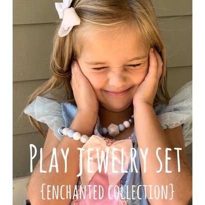 Jewelry Set {GLASS SLIPPER} - Kids Play Necklace & Bracelet, Silicone Pearl, Girl Jewelry, Princess Dress Up, Stocking, Birthday Gift