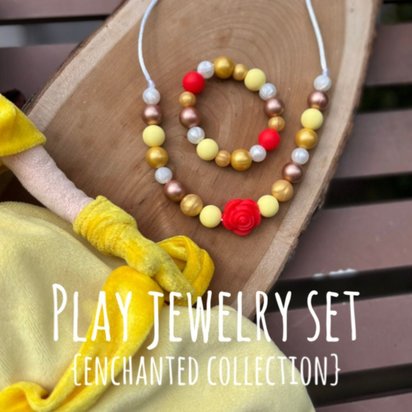 Jewelry Set {BEAUTY} - Kids Play Necklace & Bracelet, Silicone Pearl, Girl Gift, Princess Dress Up, Birthday, Christmas, Stocking Stuffer