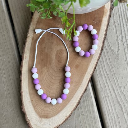 Play Jewelry {LOVELY LAVENDER} Set - Toy Silicone Beads, Girl Jewelry, Toddler Necklace, Gift, Little Girl, Dress Up, Birthday Present