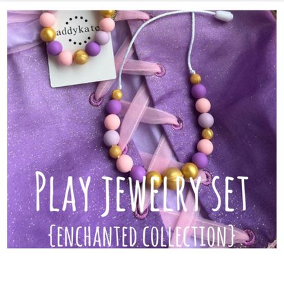 Jewelry {RAPUNZEL} Set - Kids Play Necklace & Bracelet, Silicone Pearl, Girl Jewelry, Princess Dress Up, Stocking, Birthday Gift